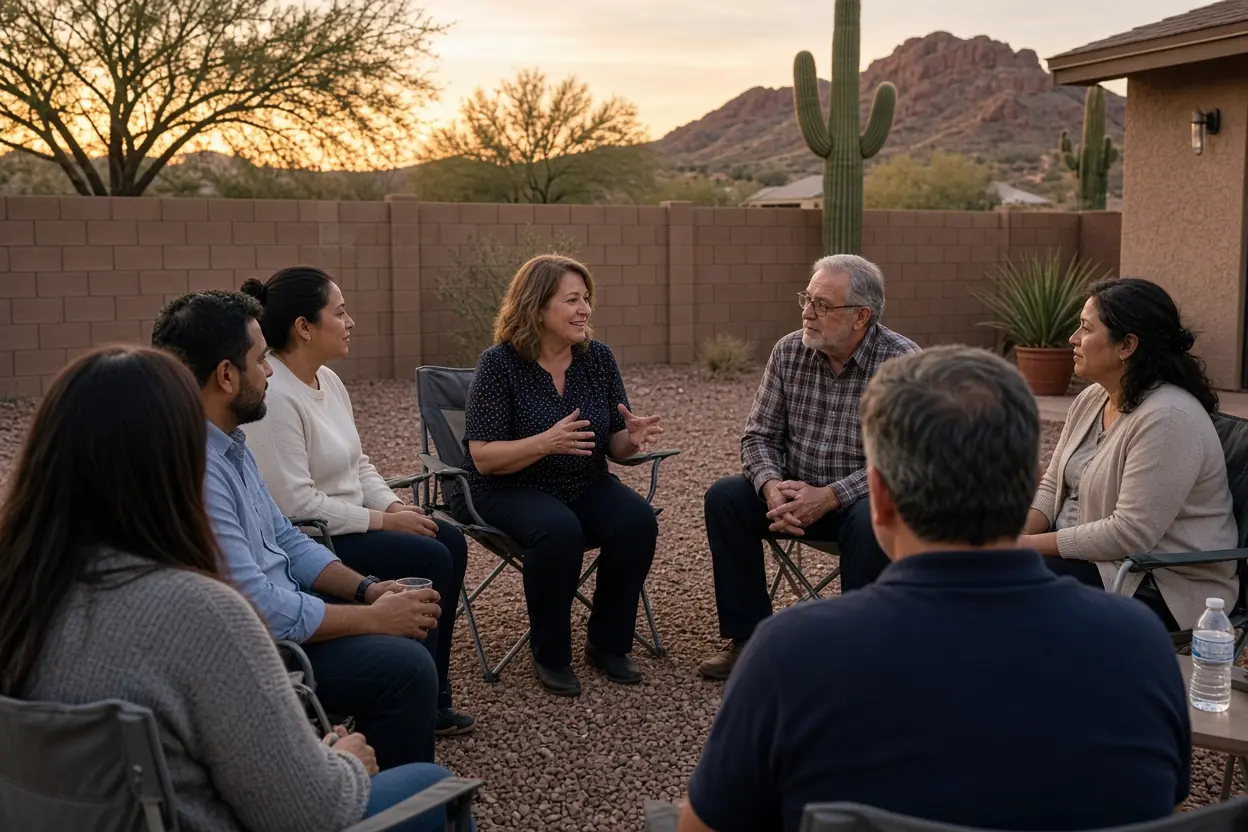 Neighbors at a campaign meet-and-greet
